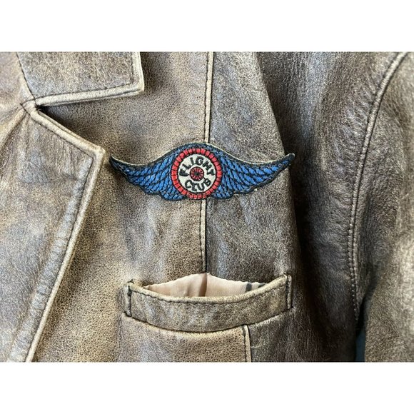 Vtg The Flight Club Aviator Jacket Leather Womens Medium Pioneer 1910-87 Patch - Picture 3 of 7